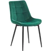 Beliani Set of 2 Dining Chairs Dark Green Velvet Black Iron Legs Modern Upholstered Chairs