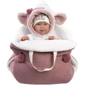 Llorens Poupée bébé dans une serviette hygiénique rose 42cm