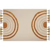Beliani Couverture Mathura Coton 130 X 180 Cm Beige