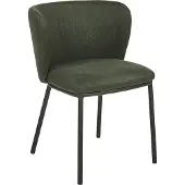 Beliani Lot de 2 chaises de salle à manger revêtement en polyester vert foncé pieds en métal noir sans dossier dossier arrondi design contemporain moderne