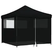 vidaXL Tente de réception pliable Pop-Up avec 4 panneaux latéraux noir