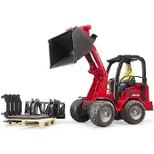 BRUDER , chargeur agricole Schäffer 2034 avec accessoires 02191, Profi, 29,5 x 9,6 x 15,7 cm, rouge, 2191