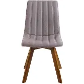 Beliani Lot de 2 chaises de salle à manger tissu polyester gris taupe pieds en bois foncé coutures verticales style rétro