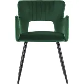 Beliani Lot de 2 chaises en velours vert émeraude avec accoudoirs en forme dossier matelassé pieds en métal noir