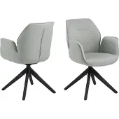 Ebuy24 Aura Chaise de salle à manger avec pieds, noir, dossier et accoudoirs, gris clair.