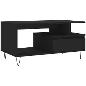 vidaXL Table basse noire 90x49x45 cm Bois composite