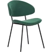 Beliani Lot de 2 chaises de salle à manger revêtement en tissu vert pieds en métal noir sans accoudoirs dossier arrondi design contemporain moderne