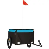 vidaXL Remorque vélo noir et bleu 45 kg Fer
