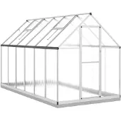 vidaXL Serre avec cadre de fondation argent 334x169x202cm Aluminimum