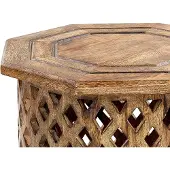 Beliani Table d'appoint en bois de manguier foncé base ronde octogonale 45 x 45 cm design traditionnel