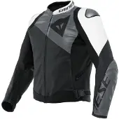 Dainese Blouson de cuir pour moto Sportiva, noir/gris/blanc, 46