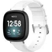 Cover-Discount Fitbit Versa / Sense - bracelet en cuir blanc (Similicuir), Sangles de montre, Blanc