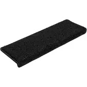 vidaXL Tapis d'escalier 15 pièces 65 x 21 x 4 cm Noir Bord rectangulaire