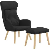 vidaXL Fauteuil relax avec pouf Noir Tissu