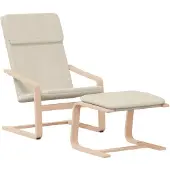 vidaXL Fauteuil relax avec pouf Crème Tissu