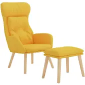 vidaXL Fauteuil relax avec pouf jaune moutarde Tissu