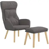 vidaXL Fauteuil relax avec pouf Tissu gris foncé