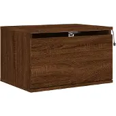 vidaXL Table de chevet murale avec lumières LED chêne marron
