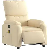 vidaXL Fauteuil de massage électrique Crème Tissu