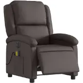 vidaXL Fauteuil de massage électrique marron foncé cuir véritable