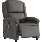 vidaXL Fauteuil de massage électrique gris cuir véritable