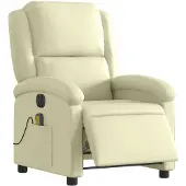 vidaXL Fauteuil de massage électrique Crème Cuir véritable