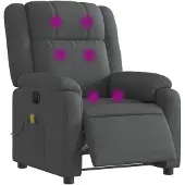 vidaXL Fauteuil de massage électrique Tissu gris foncé