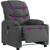 vidaXL Fauteuil de massage électrique Tissu gris foncé