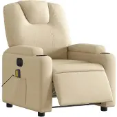 vidaXL Fauteuil de massage électrique Crème Tissu