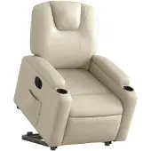 vidaXL Fauteuil relax avec releveur électrique Crème similicuir