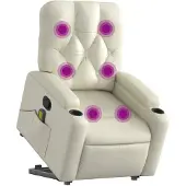 vidaXL Fauteuil de massage avec releveur Crème Similicuir