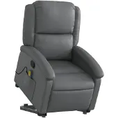 vidaXL Fauteuil de massage avec releveur Gris Similicuir