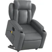vidaXL Fauteuil de massage avec releveur électrique Gris Similicuir