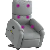 vidaXL Fauteuil de massage avec releveur Gris clair Tissu
