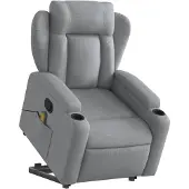 vidaXL Fauteuil de massage avec releveur Gris clair Tissu
