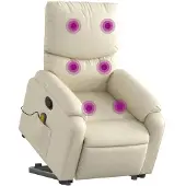 vidaXL Fauteuil de massage avec releveur Crème Similicuir