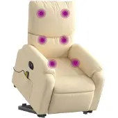 vidaXL Fauteuil de massage électrique avec releveur Crème Tissu
