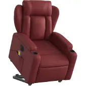 vidaXL Fauteuil de massage avec releveur électrique vin rouge similicuir