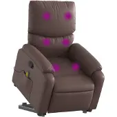 vidaXL Fauteuil de massage avec releveur Marron Similicuir