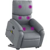 vidaXL Fauteuil inclinable de massage Gris Similicuir