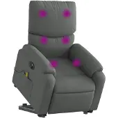 vidaXL Fauteuil de massage électrique avec releveur Tissu gris foncé