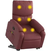 vidaXL Fauteuil de massage avec releveur vin rouge similicuir