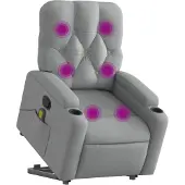 vidaXL Fauteuil de massage avec releveur Gris clair Tissu