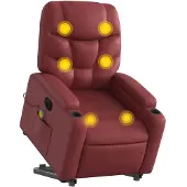 vidaXL Fauteuil inclinable de massage électrique rouge bordeaux