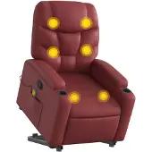 vidaXL Fauteuil de massage avec releveur vin rouge similicuir