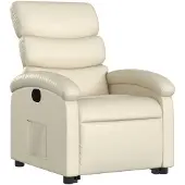 vidaXL Fauteuil relax avec releveur Crème Similicuir
