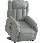 vidaXL Fauteuil de massage électrique avec releveur Tissu gris clair