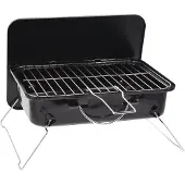 BBQ Barbecue au charbon de bois avec couvercle 34 x 24 cm Noir
