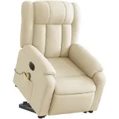 vidaXL Fauteuil de massage électrique avec releveur Crème Tissu