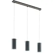 Eglo Lampe suspendue salle à manger Pinto Textil 3 lumières avec verre fumé